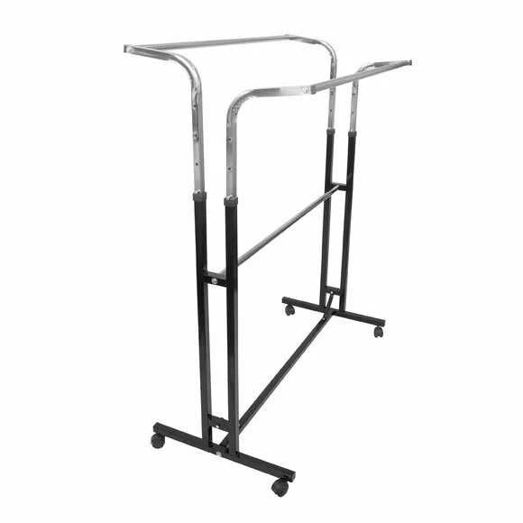 Stender metal dublu, Negru si crom, reglabil