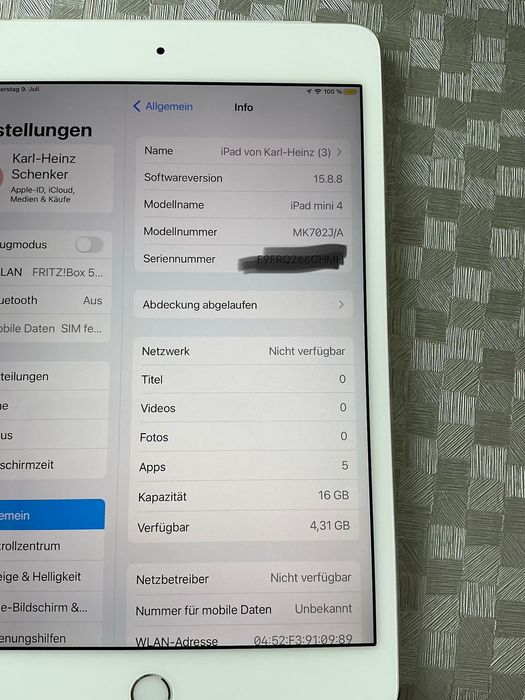 Apple iPad Mini 4 (16GB) – Culoare: Alb