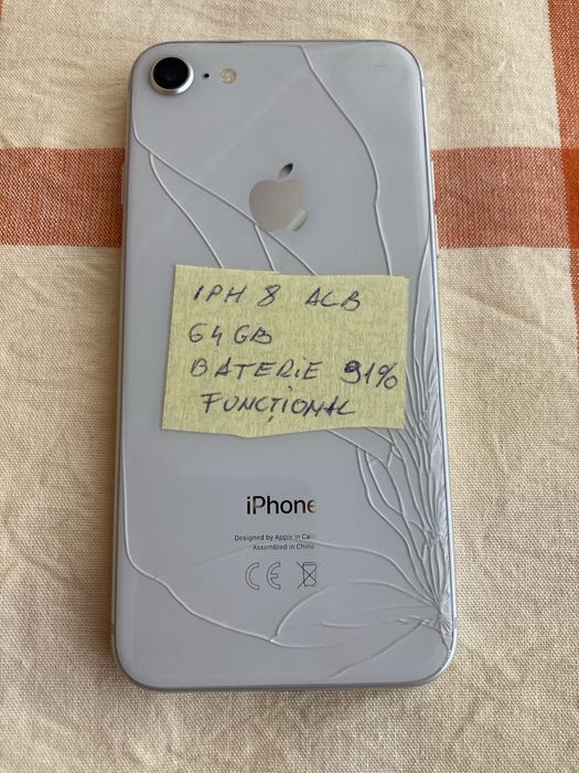 Iphone 8 alb 64gb BATERIE 91%