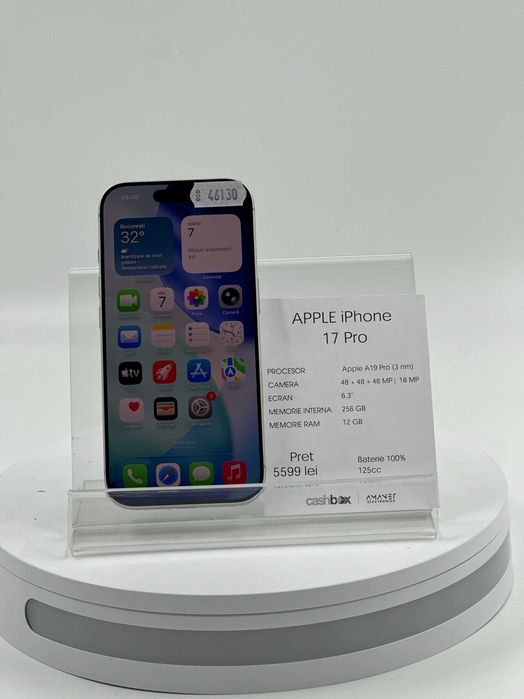 Iphone 17 Pro 256GB  Bat 100 125Cicluri Incarcare Garantie 24 Luni CashBox