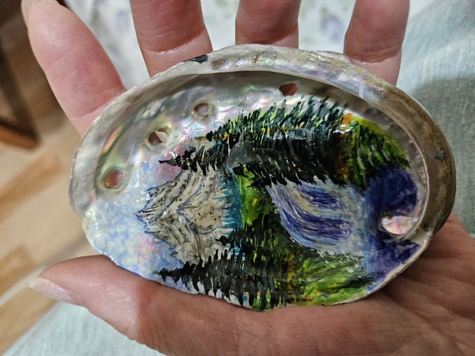 Картина рисунок на ракушке