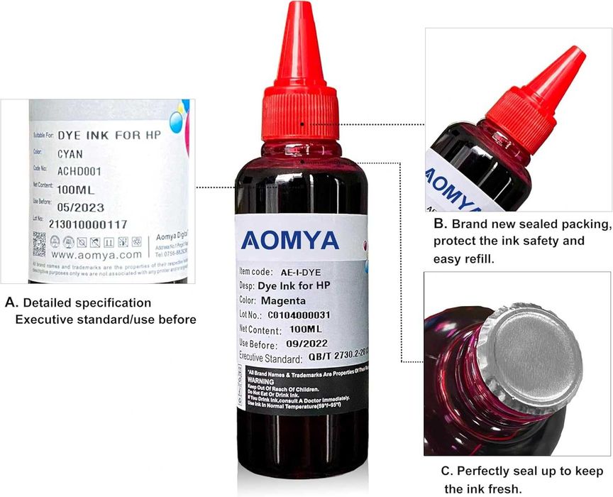 Комплект мастила Aomya за Canon 4х100ml за всички модели PIXMA и MG
