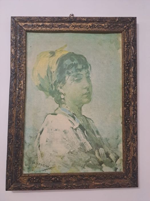 Tablou vechi Nicolaie Grigorescu ,,Fata cu basma galbena “