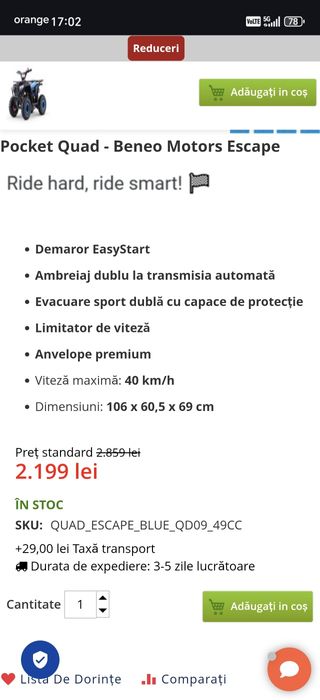 ATV copii 49 cc benzina