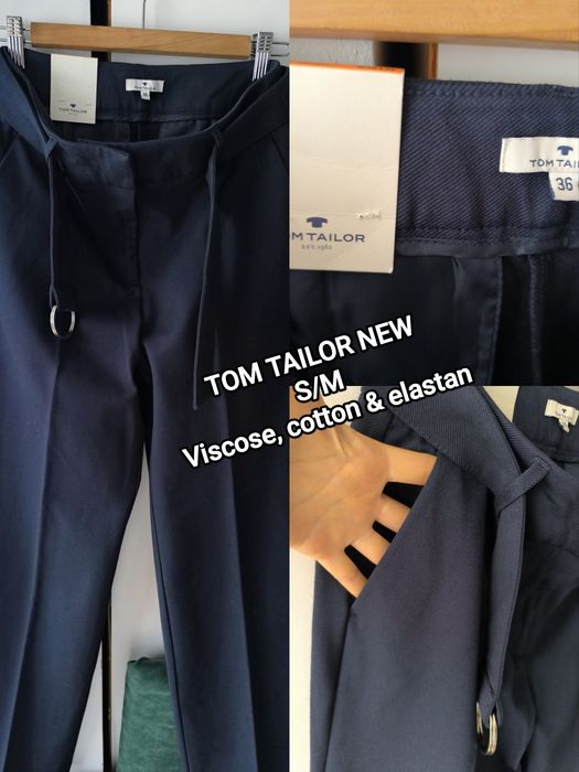 Pantaloni NOI eleganți bleumarin Tom Tailor 36/38