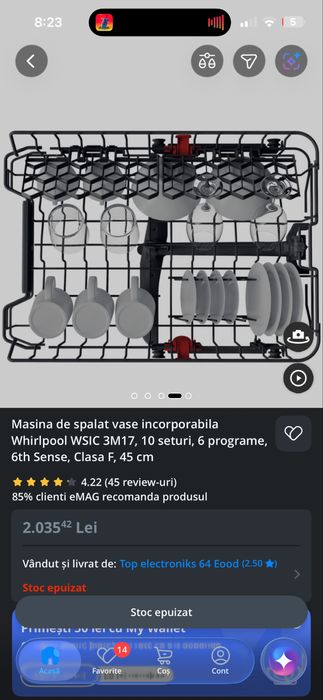 Masina de spalat vase incorporabila Whirpool WSIC 3M17
