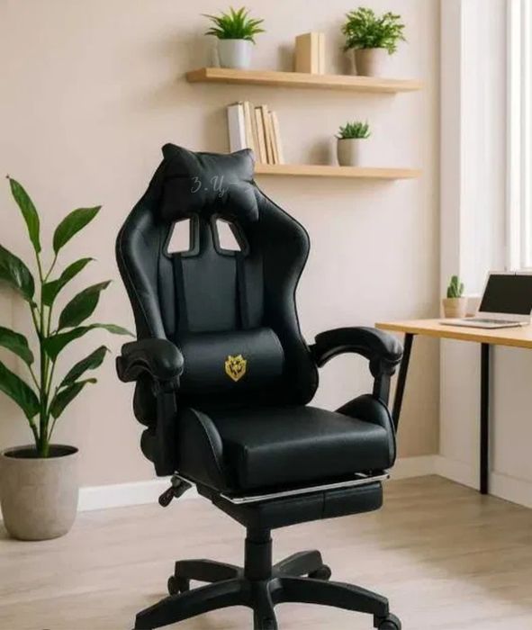 Геймърски стол с масаж и поставка за крака