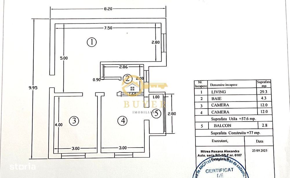Apartament cu 3 cam mobilat si utilat, loc de parcare- Strand 2