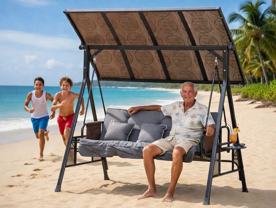 3-местный садовый стул с зонтиком, современный и удобный