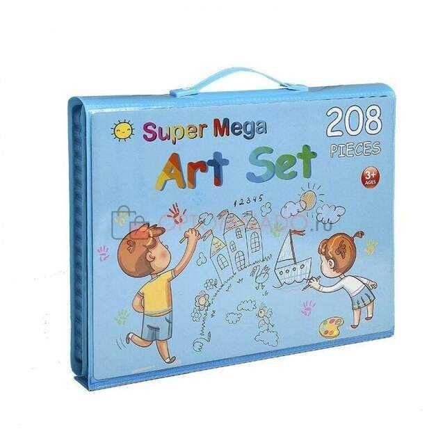 Комплект за рисуване куфар 208 части Флумастери, моливи, пастели
