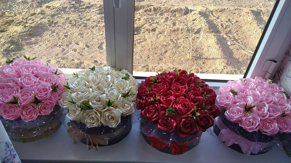 Sun'iy  gullar. Искусственные цветы из ленты и гофрированные бумаги.