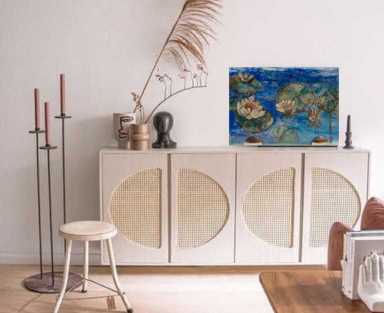 Картина рисувана върху стъкло "любов и грижа " Красив подарък .