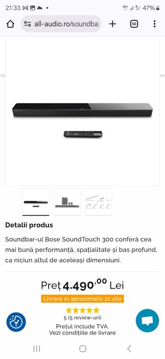 Soundbar Bose Soundtouch 300 Wifi Bluetooth Hdmi ARC