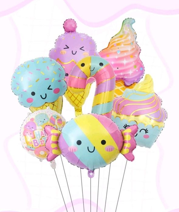 Парти сет балони Еднорог,Бонбони,Поничка,Пеперуда и ягода