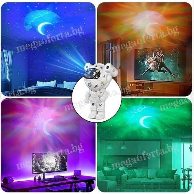 Детски Лед Проектор Звезден Астронавт с Блутуут, Музика и Дистанционно