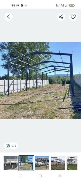Vând hala pe structură metalică demontabila 10x20x4