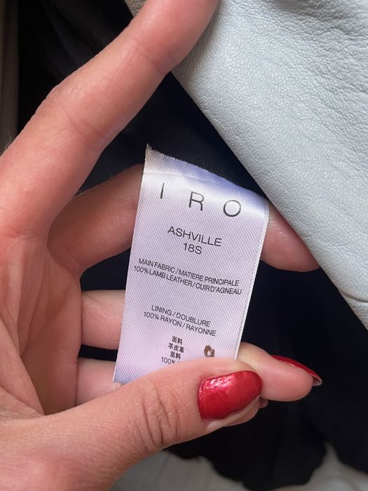 IRO, premium, jachetă 'biker', piele naturală miel, albastru pal