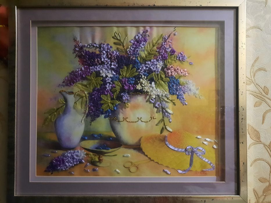 Картина вышитая ленточкой