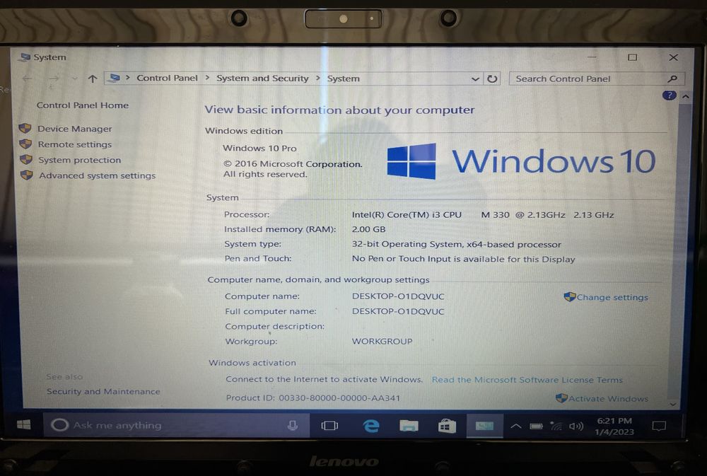 Lenovo G560 2 RAM+intel pentium+250 HDD