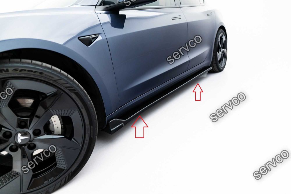 Pachet Set Splitter Exterior Lip Prelungiri Body kit tuning Tesla Model 3 2017-2023 v4 - Maxton Design