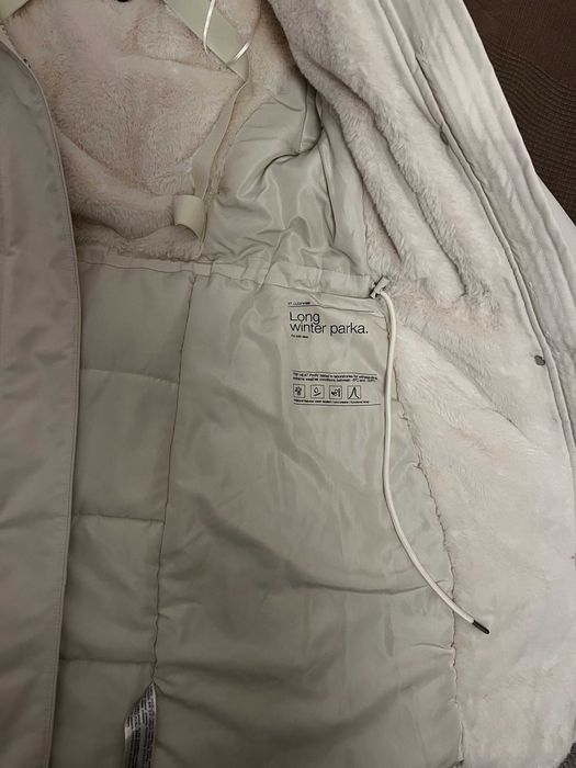 Zara - дълго зимно бяло яке - размер М
