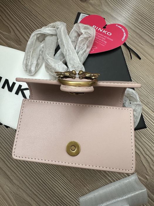Оригинална чанта Pinko micro model в розов цвят