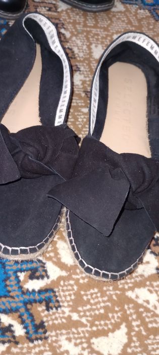 Espadrile negre cu fundă Selected Femme