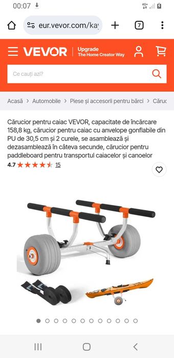 Carucior pentru caiac