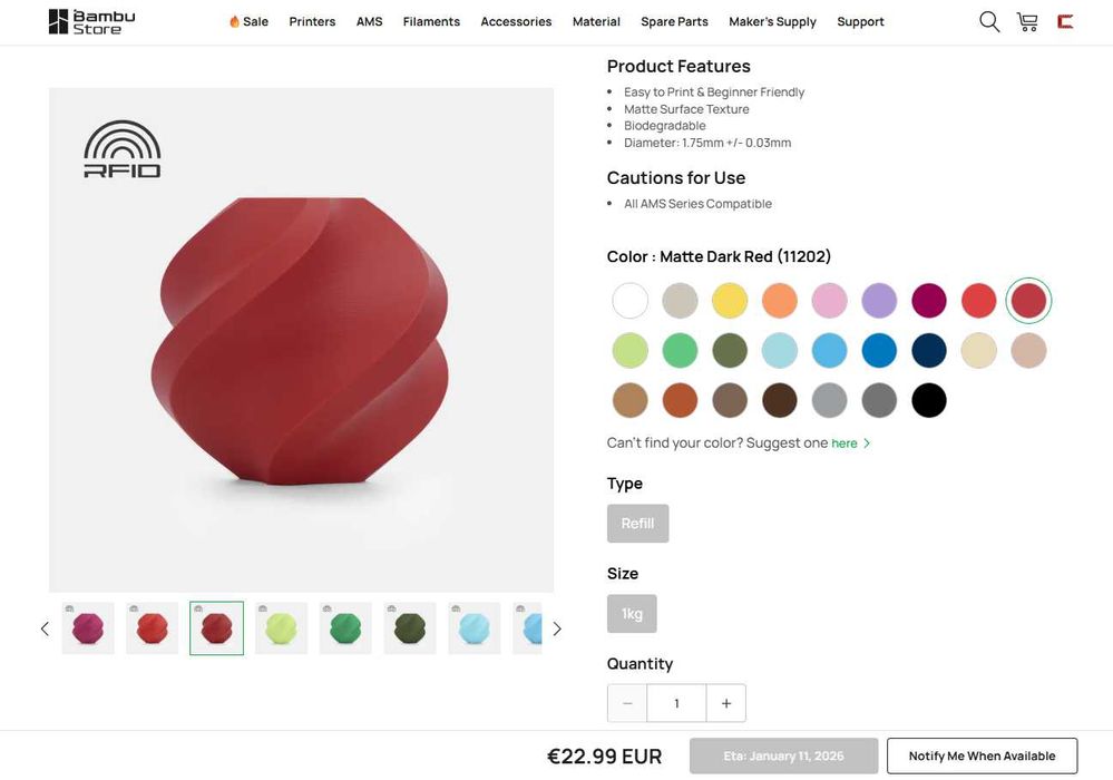 PLA matte филамент Bambu Lab