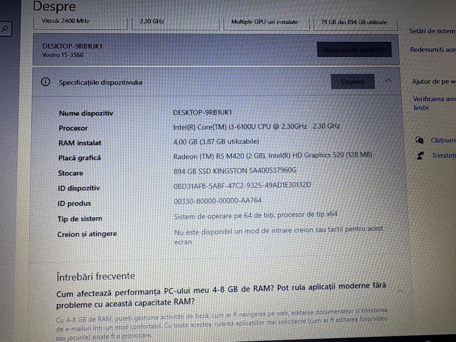 Leptop Dell procesor i3