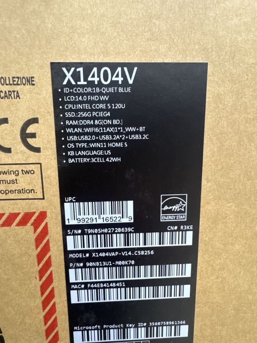 Ноутбук ASUS X1404V новый