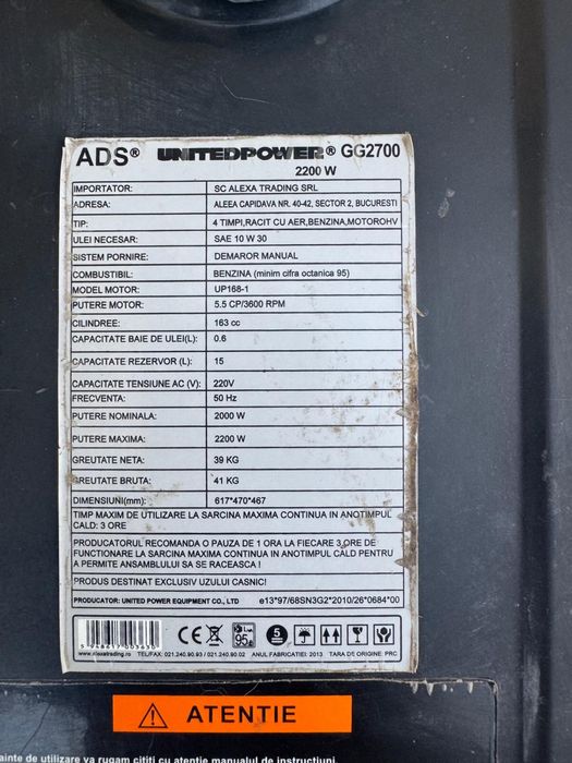 Generator curent 2200 kw