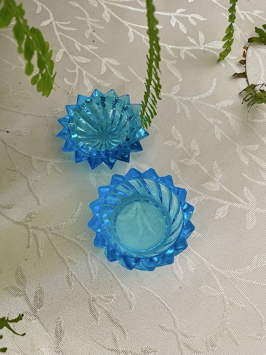 Захарница стъклена с уникален тюркоазено син цвят