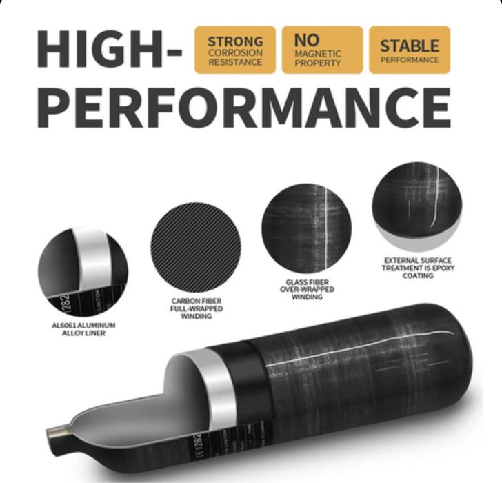 Карбонова бутилка 1.1L 300BAR Tuxing PCP