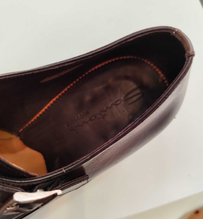 Pantofi monk 41 41.5 42 de lux SANTONI piele naturala lucrati manual