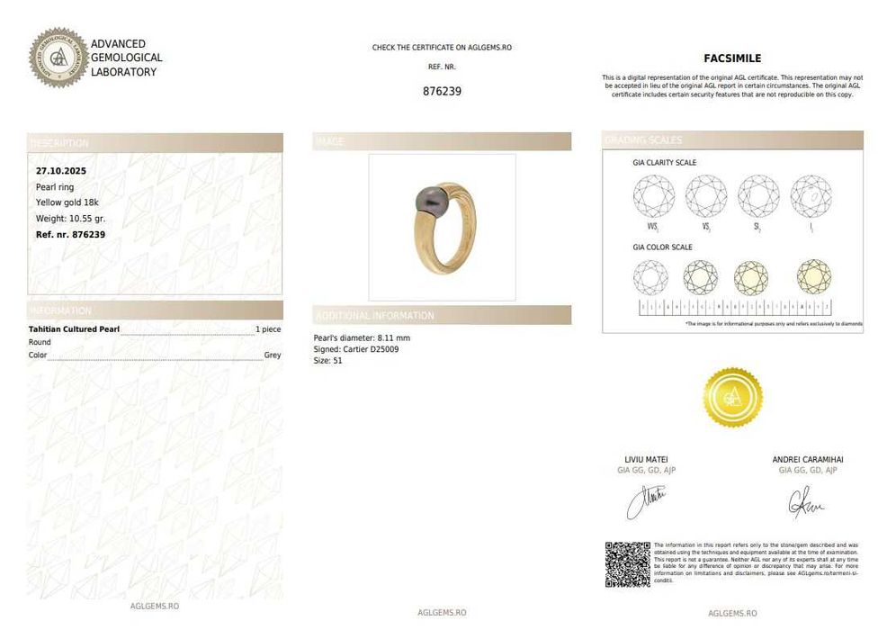 Inel Cartier La Perla din aur, decorat cu perlă Tahiti