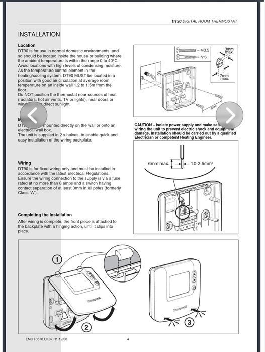 Termostat Honeywell DT90A, neprogramabil