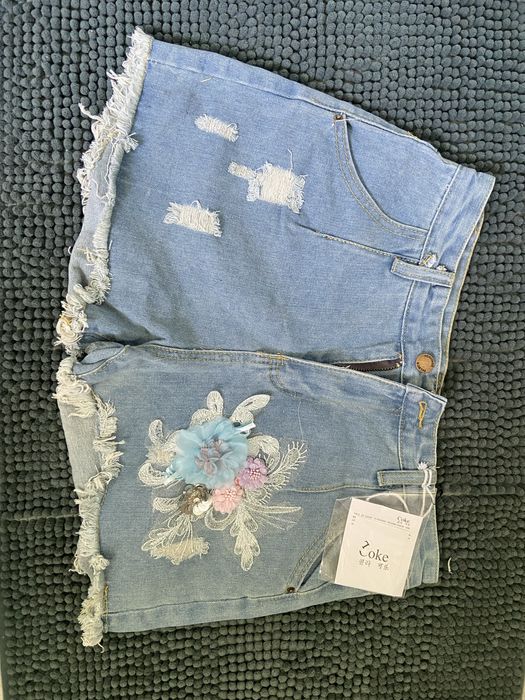 Дънкови панталонки НОВИ М/Л рамер