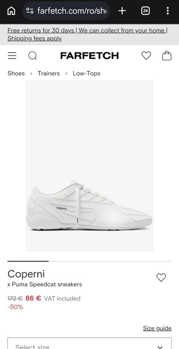 Vand Papuci Coperni x PUMA noi, nepurtati, originali fara cutie marimea 38,5