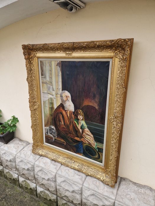 Уникална антикварна белгийска маслена картина на платно