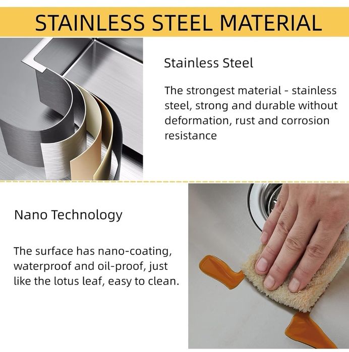 Кухненска мивка LONHEO - 680 мм x 450 мм неръждаема стомана
