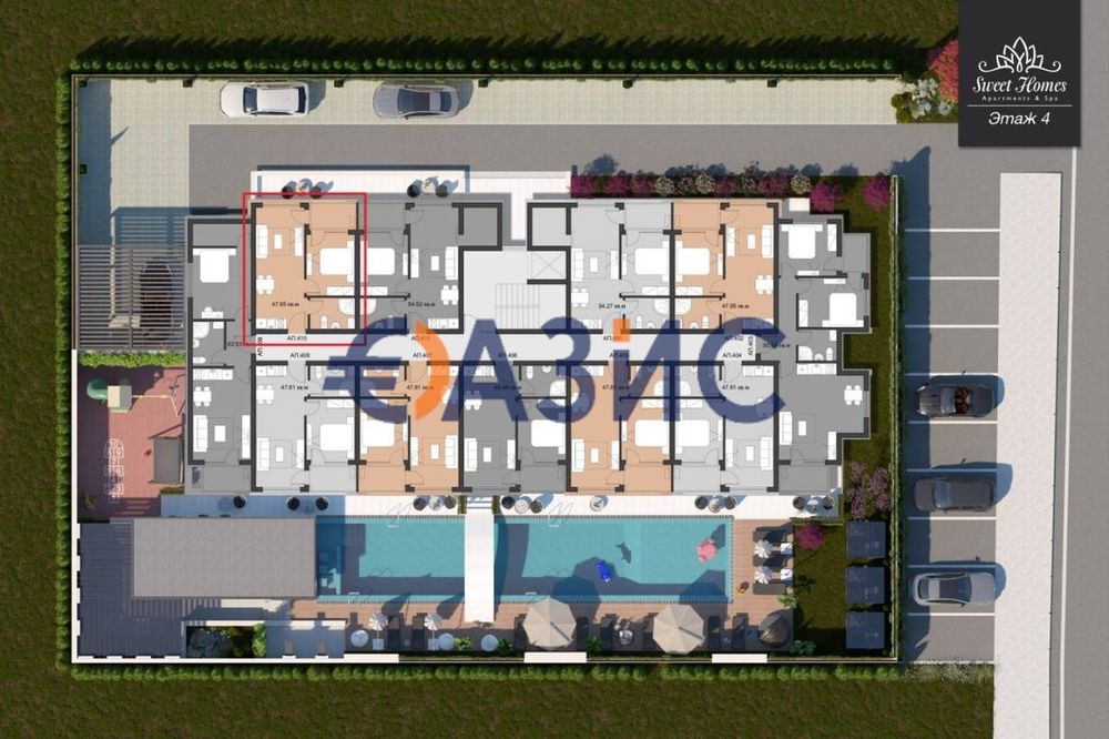 Апартамент с 1 спалня без мебели в "Суит Хоумс 9", Слънчев Бряг, 47,95