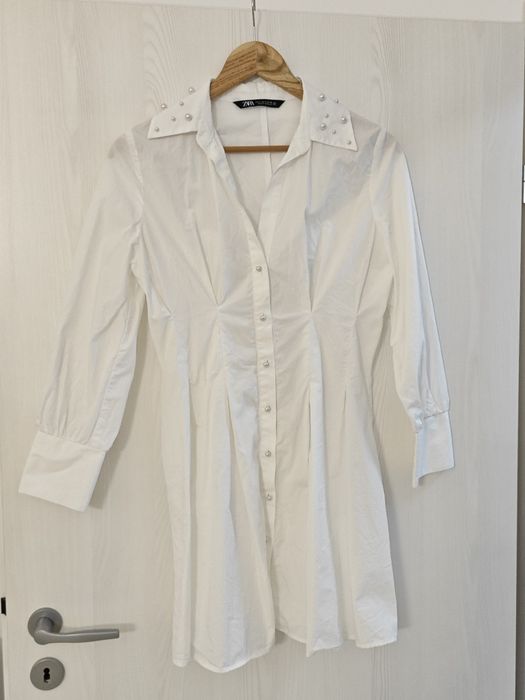 Rochie alba tip camasa ZARA