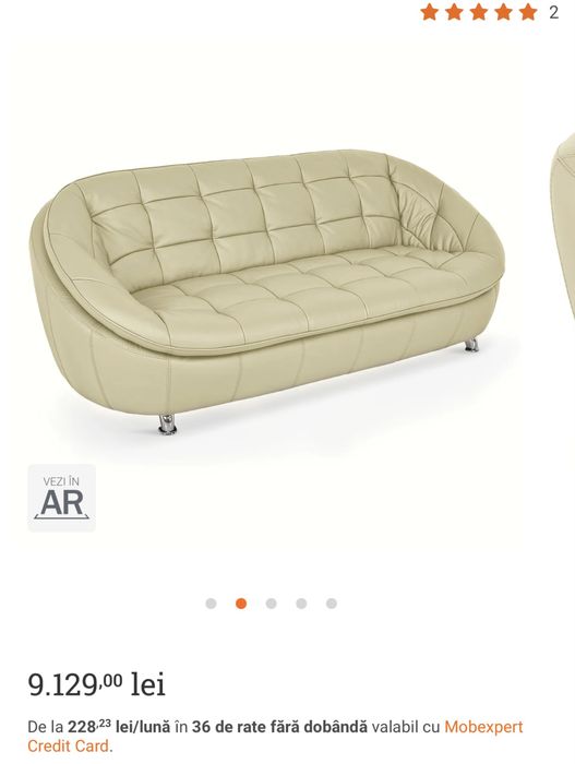 Set canapea si fotoliu mobexpert piele crem