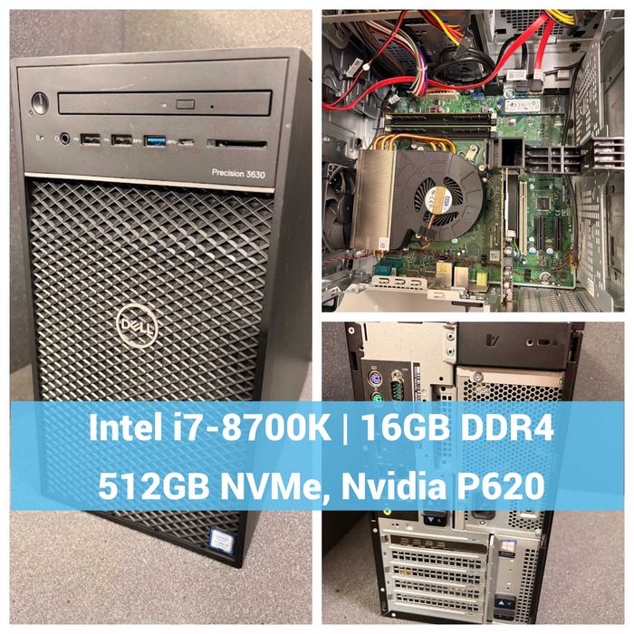 Dell Precision 3630 Tower – Intel Core i7-8700K, 16GB DDR4, 512GB NVMe SSD, Nvidia Quadro P620
