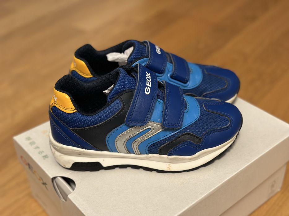 Sneakers Geox, piele ecologica si textil, velcro, 28 EU talpic 18.4 cm