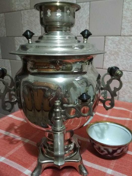 Самовар никелированный электрический 2л "Желудь" зеркальный