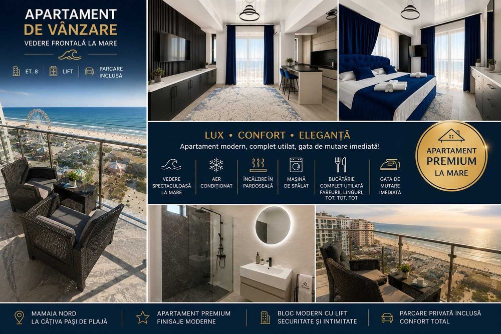 Apartament 2 camere premium – Mamaia Nord Complet mobilat și utilat