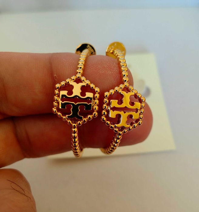 Обеци на Tory Burch - logo round earrings