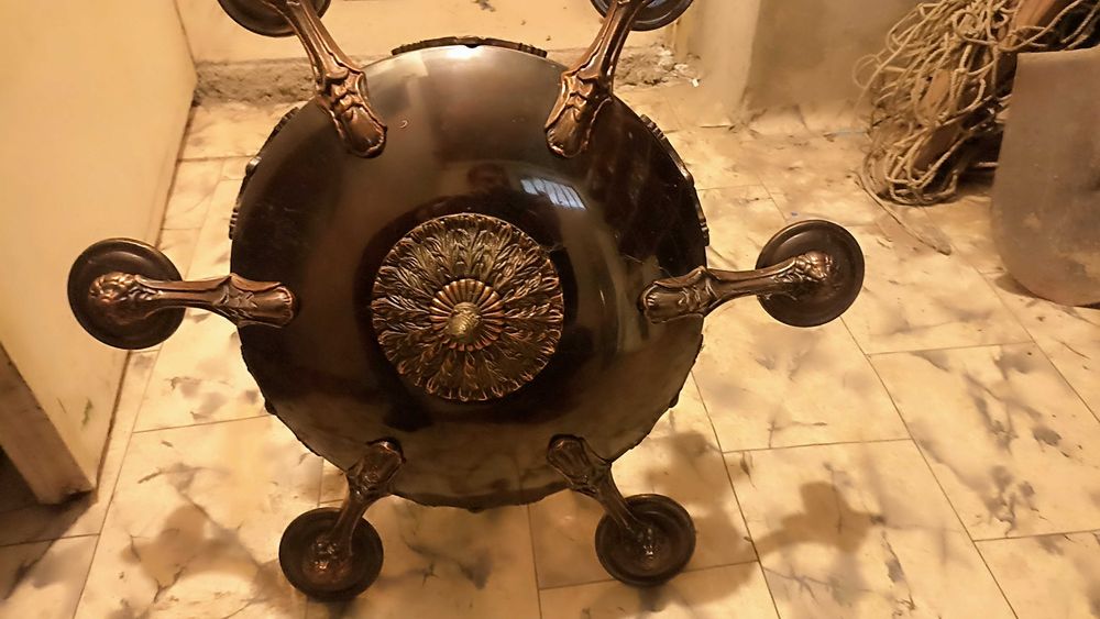 Масивен антикварен полилей от месинг/бронз – 6 светлини, винтидж стил